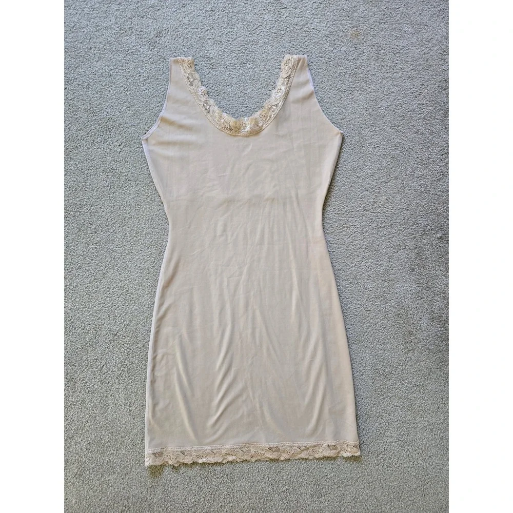SPANX Hide and Sleek Lace Trim Nude Full Dress Slip Sleeveless Shapewear Size XL
